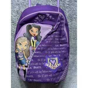 Vintage Y2K Lil Bratz MGA Rolling Back Pack Luggage 2 In 1 Glitter School Travel